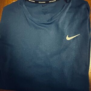 Nike Blue Heather Dri-FIT Crew Neck Tee with Black Swoosh